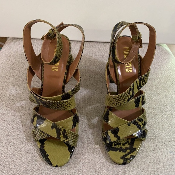 Paris Texas olive green snakeskin effect sandals size 39 EU - Picture 5 of 11